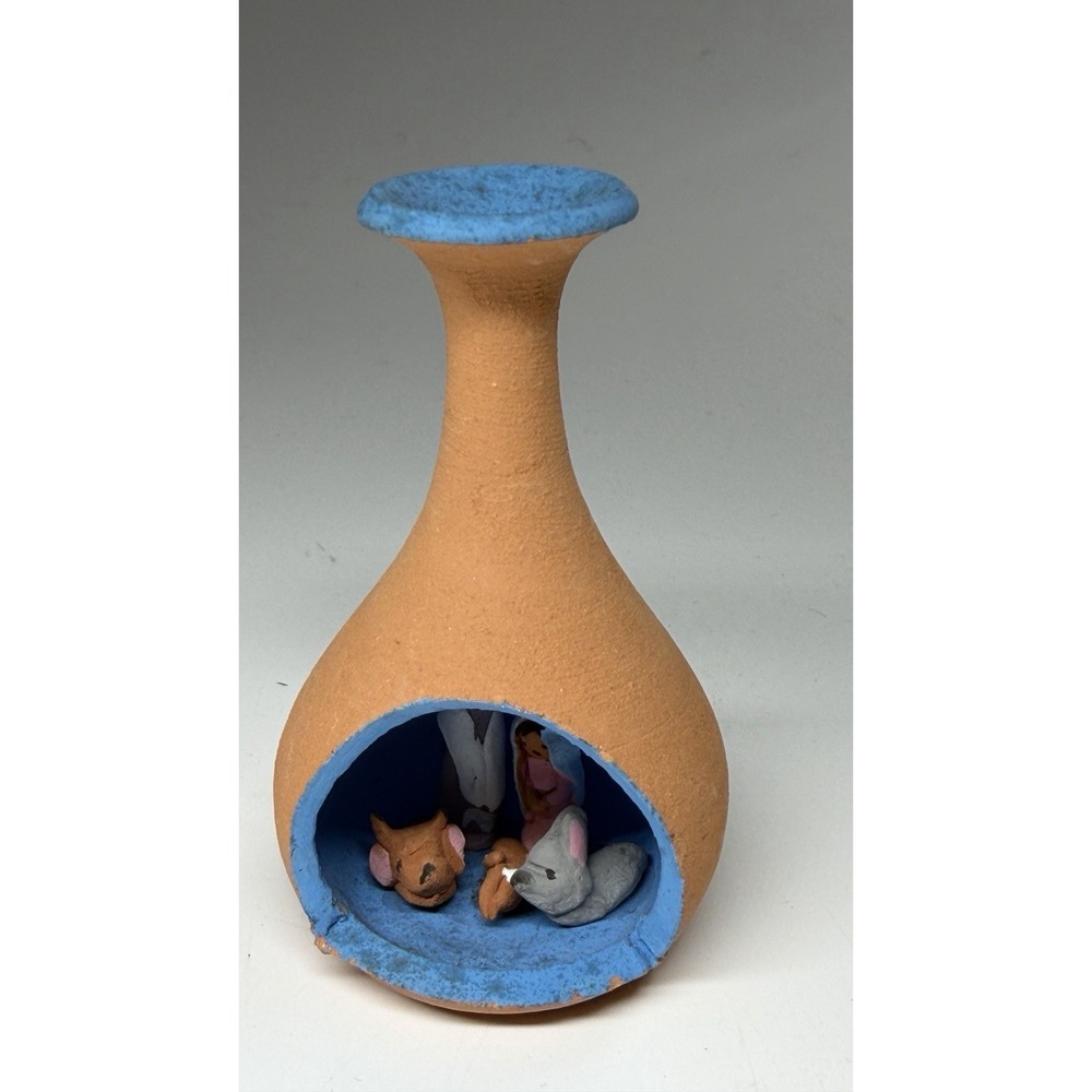 Miniature Native Scene Puerto Rico Inside Ceramic Fort Garita